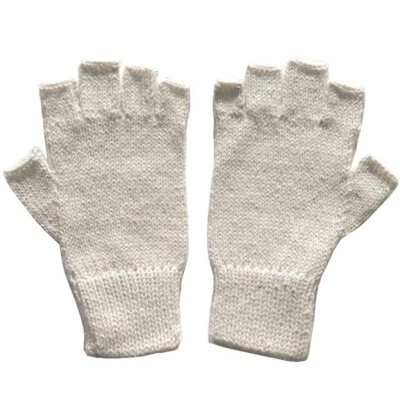 Alpaca Fingerless Gloves - Off-White (S) - Image 1 of 2