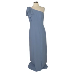 After Six Solid Larkspur Blue Bow One Shoulder Trumpet Gown Womens Sz 10 - Picture 1 of 11