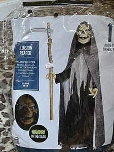 Disfraz de Halloween aterrador ilusión segador niño grande 12-14 - brilla en la oscuridad - Imagen 1 de 3