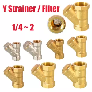 BSP Messing Inline Y Sieb/Filter 1/4 bis 2" Luft Kraftstoffschlauch Kompressionsventil - Bild 1 von 13