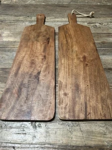 Set Of 2 Pottery Barn Natural Wood Cheese Charcuterie Boards Platters 8x25” - Picture 1 of 7
