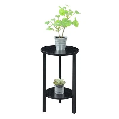 Convenience Concepts Graystone 24-Inch Plant Stand in Black Wood and Metal Frame - Image 1 of 3