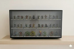 Display Case For miniature Models Figures Tabletop Gaming Sliding Doors GREY - Picture 1 of 2