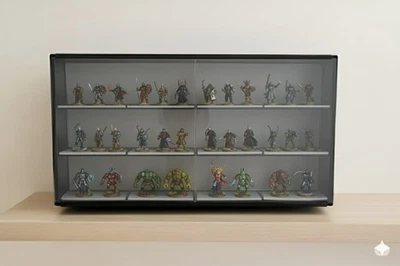 Display Case For miniature Models Figures Tabletop Gaming Sliding Doors GREY - Image 1 of 2