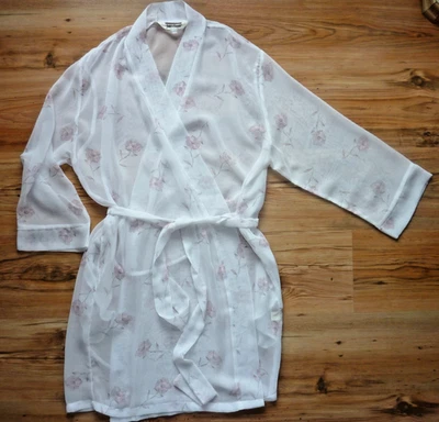 NEGLIGEE transparent Kimono Morgenmantel weiß pastell Gr. S/M Chiffon - Bild 1 von 4