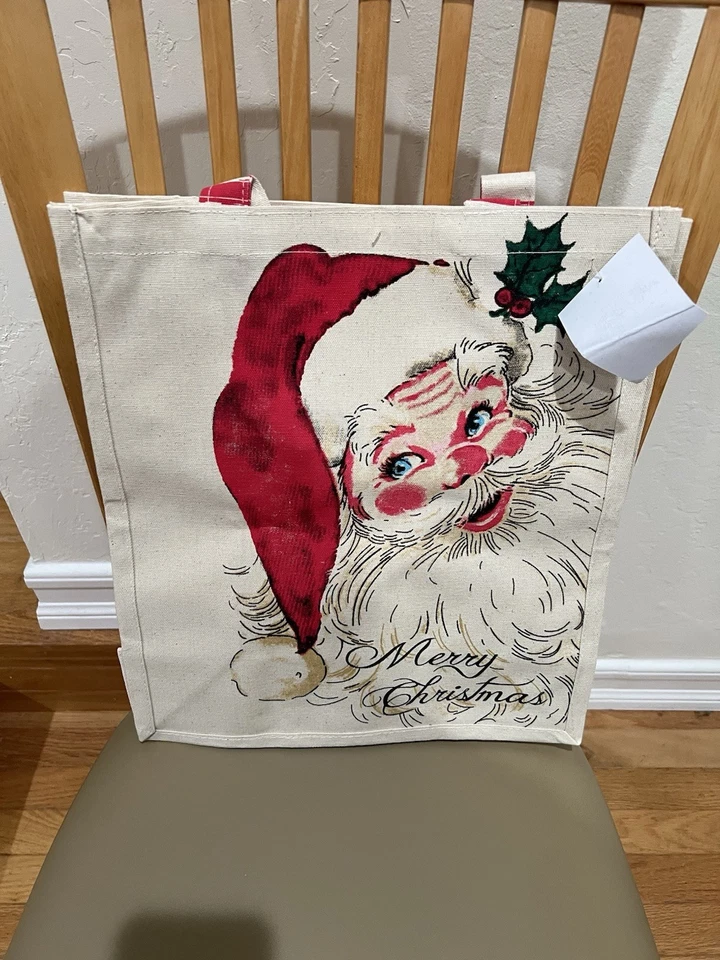 Bolso de lona de Papá Noel de Navidad con etiquetas Foto 1 de 3