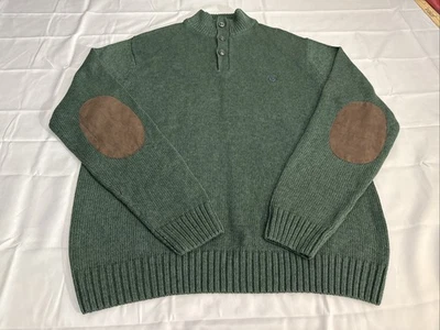 Suéter Chaps Ralph Lauren Para Hombres XL Parches en el Codo Grueso Algodón Pullover Verde Foto 1 de 4
