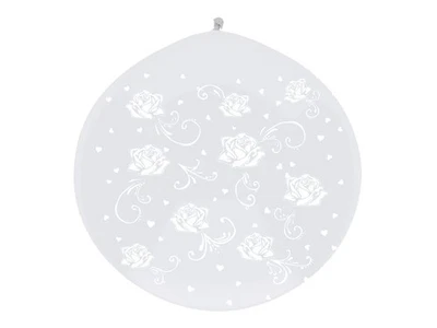 Palloncino TRASPARENTE  con Rose e CUORICINI - Pallone mongolfiera 1mt - Immagine 1 di 2