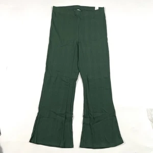 New Aerie Ribbed Kick Crop Flare Pants High Rise Green Size Large - Picture 1 of 9