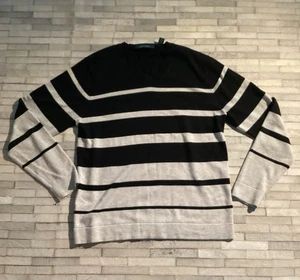Perry Ellis Pullover, M, Baumwolle, Viskose, Wolle, schwarz grau gestreift - Bild 1 von 6