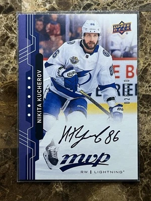 Nikita Kucherov 2018-19 MVP Blue Script Card #216 Ser #028/100 Tampa Bay - Image 1 of 2