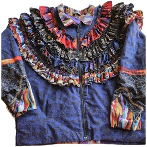 Art to Wear Women's Jacket Multicolored Pleated Ruffles Pockets Vintage  - Picture 1 of 13