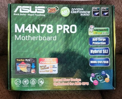NEW/NIB/open box~ASUS~M4N78 PRO Motherboard~AM3 CPU~NVIDIA GEFORCE 8300 w/shied - Image 1 of 4