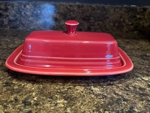 Fiesta Homer Laughlin USA rot bedeckt Butterdose 7" x 4,25" - Bild 1 von 4