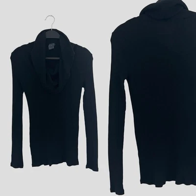 Top Michael Stars Mezcla de Algodón Negro Capucha Cuello Manga Larga Acanalado Tejido EE. UU. OS Foto 1 de 4