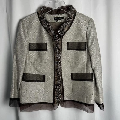 Chaqueta Blazer Etcetera Pluma Y Malla Talla 12 Foto 1 de 4