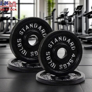 Heavy Duty 2 Inch Olympic Weight Plates Set of 4 Cast Iron Powerlifting Gym New - Picture 1 of 33