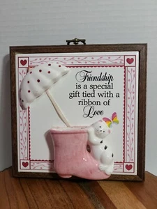 Artistic Gift Tile Frame "Friendship Is a Special Gift Ties With a Ribbon Of Lov - Picture 1 of 7