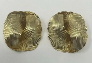 Gold Tone Twisted Design Earrings - Picture 1 of 2