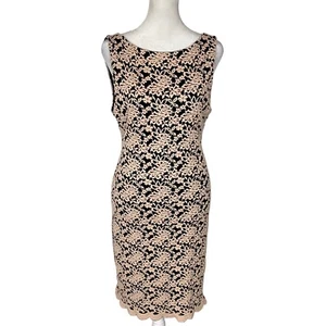 ALICE OLIVIA Women Sleeveless Lace Crochet Mini Open Back Dress Sz 8 Pink Black - Picture 1 of 14