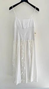 Maeve Anthropologie Maxi Dress White Strappy Lace Shirred L / 14-16 - BNWT £180 - Picture 1 of 13