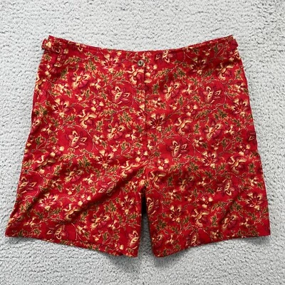 Pantalones Cortos Lauren Ralph Lauren Para Mujer 14 Tahití Rojo Floral Lino Tiro Alto Cottage Foto 1 de 4