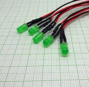 5 X Grün LED mit Kabel (24V, grün, 5mm,fertig verkabelt) VERSAND FREI! E892- - Bild 1 von 5