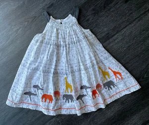 M&S Indigo Collection Girls White Safari Animal Smock Dress Age 1 ½ - 2 Years - Picture 1 of 7