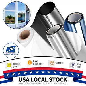 Reflective One Way Mirror Tint Privacy Window Film For Home Office Slide Door - Picture 1 of 25