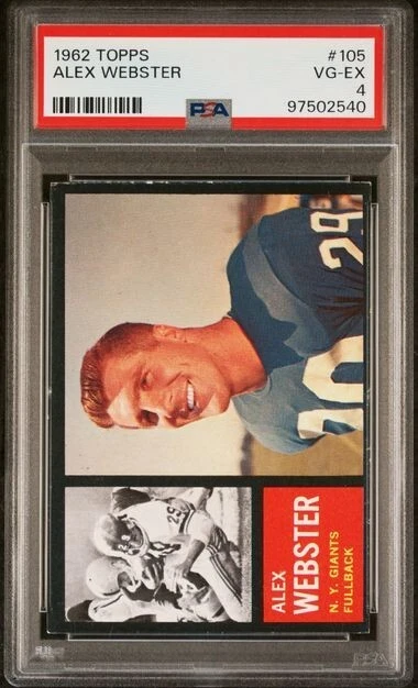 1962 TOPPS 105 ALEX WEBSTER PSA 4 - Image 1 of 1