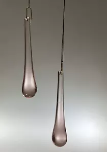 Vintage Murano Prisms Pink X 2 Teardrop Shape Chandelier Restoration Parts - Picture 1 of 6