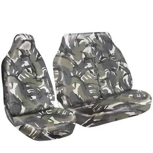 FOR FORD TRANSIT CUSTOM - PREMIUM & HEAVY DUTY GREY CAMO FRONT SEAT COVERS 2+1 - Picture 1 of 6