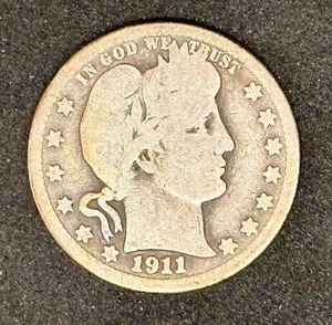 1911 S Silver Barber Quarter Low Mint - Picture 1 of 2