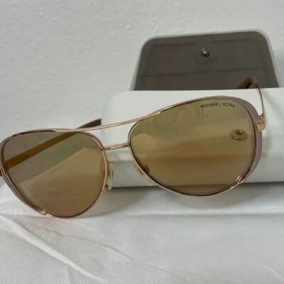 Michael Kors Bronze Lens Glasses w Rose Gold Frames and White MK Case - Image 1 of 4