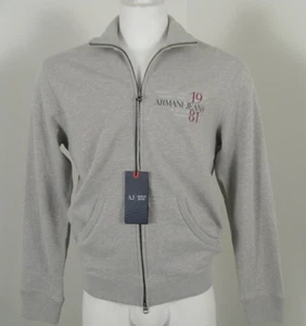 NEW Armani Jeans Logo Zip Front Sweatshirt! Gray With Logo on Chest SLIM FIT - Picture 1 of 4