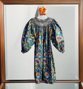Girls NWT Mom & Me Smocked Dress Long Balloon Sleeves Free Hair Bow 6 - Picture 1 of 12