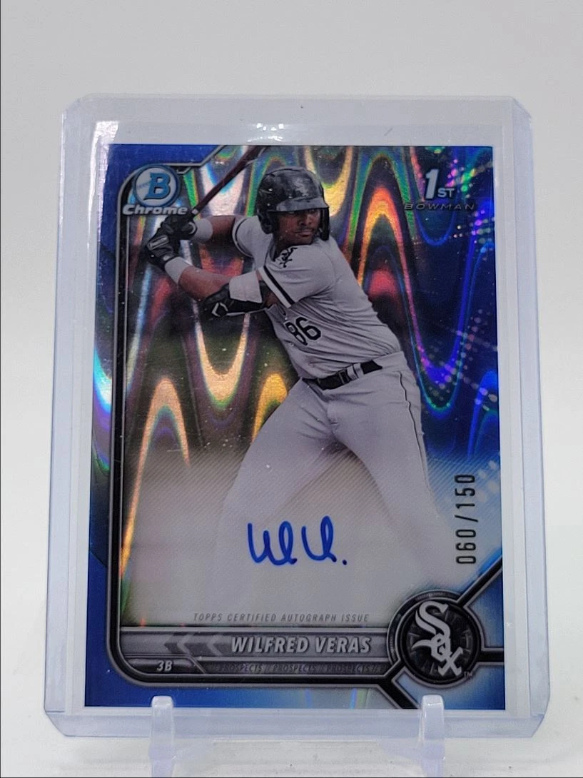 WILFRED VERAS 2022 BOWMAN CHROME 1ST BLUE RAYWAVE REFRACTOR AUTO /150 Q1449