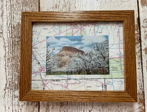 Framed Vintage Mt Garfield CO Postcard Colorado Map Travel National Park - Picture 1 of 4