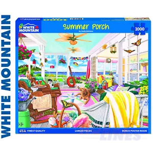 SUMMER PORCH 1000 pc super deluxe Jigsaw Puzzle WHITE MOUNTAIN 1708 - Picture 1 of 10