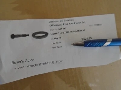 Dorman Differential Ring and Pinion for 2007-2014 Jeep Wrangler 697-343 front - Image 1 of 2