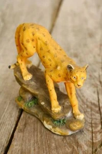 Vintage Figur Wild Cat Cheetah Puma Jaguar Statue Figure Cast Feline Cute WS - Bild 1 von 10
