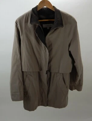 Liz Claiborne Women's Coat Zip Brown Plaid Lining Mid-Length Size Small — 第 1/4 张图片