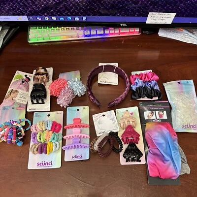 12 Piece Scunci Lot: Headbands, Clips & Scrunchies: Multicolor #2 - Image 1 of 4