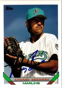 1993 Topps #627 Andres Berumen SIGNED MARLINS Inaugural Marlins - Picture 1 of 2