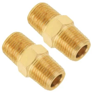 1/8 Inch Male Hex Nipples, 1/8'' NPT Male Brass Pipe Fitting Adapters - Picture 1 of 6