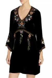 Johnny Was Women’s Esther Embroidered Velvet Dress Black XS - Picture 1 of 10