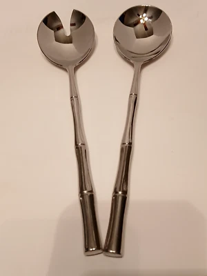 Conjunto de servidor de salada de bambu Silverplate aprox. 12 polegadas - Imagem 1 de 4
