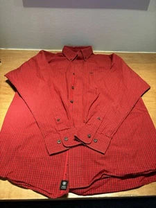 Ariat Shirt Mens Medium Red Plaid Button Up Pro Series Outdoors Workwear Rodeo - Picture 1 of 7