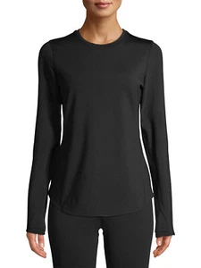 ClimateRight Women's Black Crew Neck Base Thermal Long Sleeve T-Shirts Top: S-XL - Picture 1 of 8