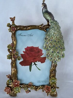 Ciel Collectables Peacock Picture Frame. Hand Set Swarovski Crystals - Image 1 of 4
